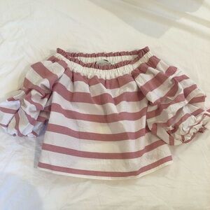 Alexis Pink and White Striped Off-Shoulder Blouse